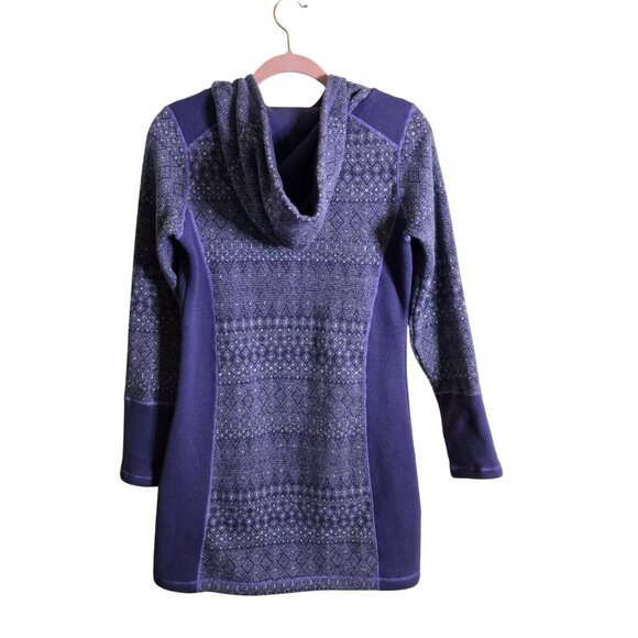 Prana Fairisle Fleece Hooded Sweater Dress Purple Size S - Picture 3 of 5